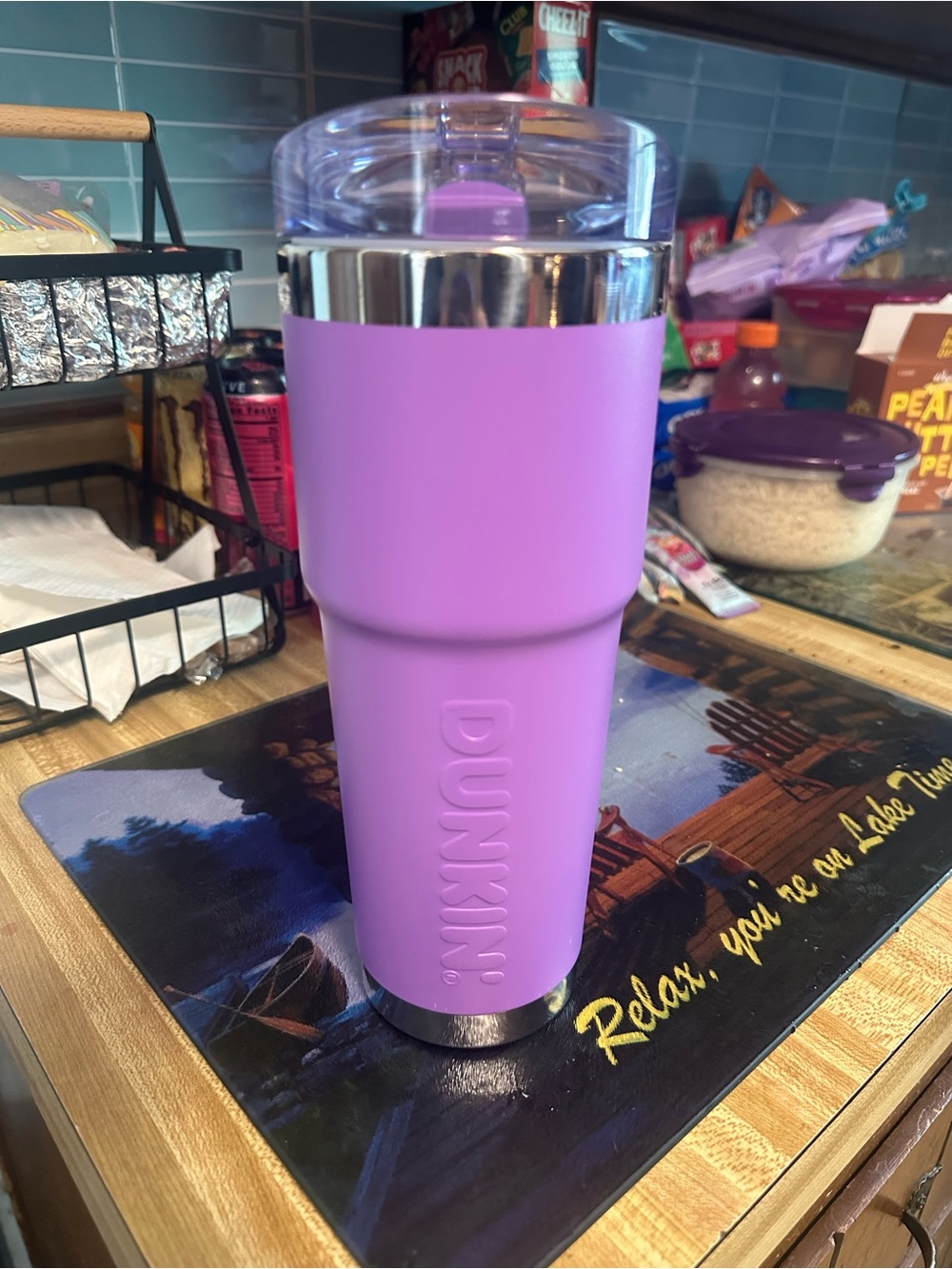 Dunkin Insulated Purple Travel Tumbler